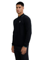 Fine Gauge Tipped Merino Wool Polo - Black