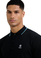 Fine Gauge Tipped Merino Wool Polo - Black