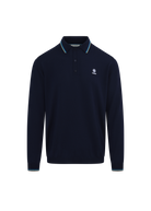 Fine Gauge Tipped Merino Wool Polo - Navy