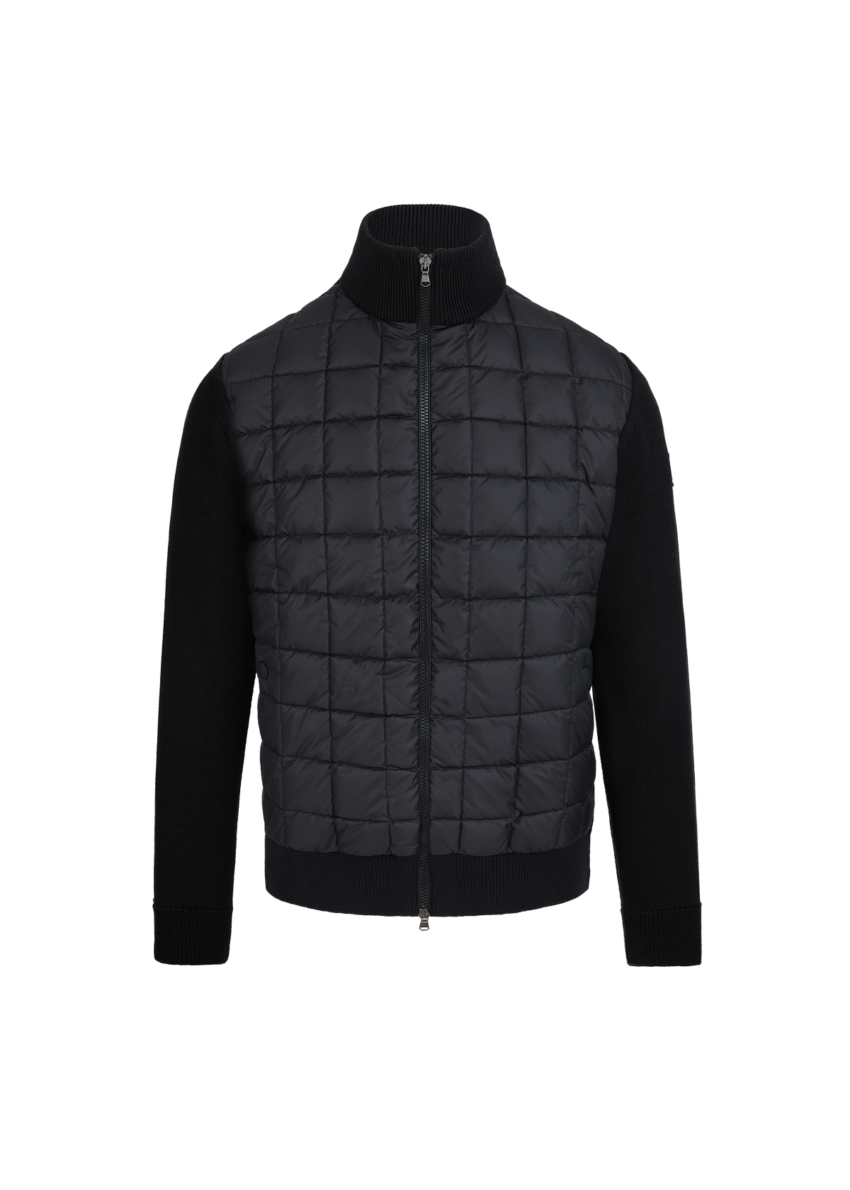 Sandbanks Grid Hybrid Funnel Neck Knit Jacket - Black