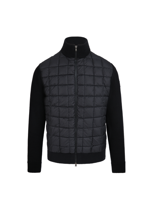 Sandbanks Grid Hybrid Funnel Neck Knit Jacket - Black
