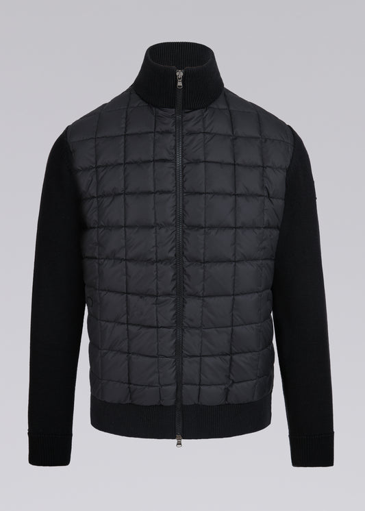 Sandbanks Grid Hybrid Funnel Neck Knit Jacket - Black