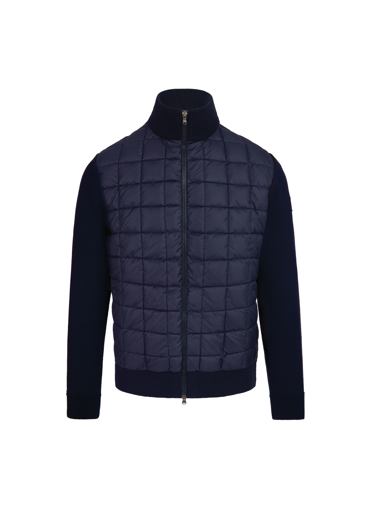 Sandbanks Grid Hybrid Funnel Neck Knit Jacket - Navy