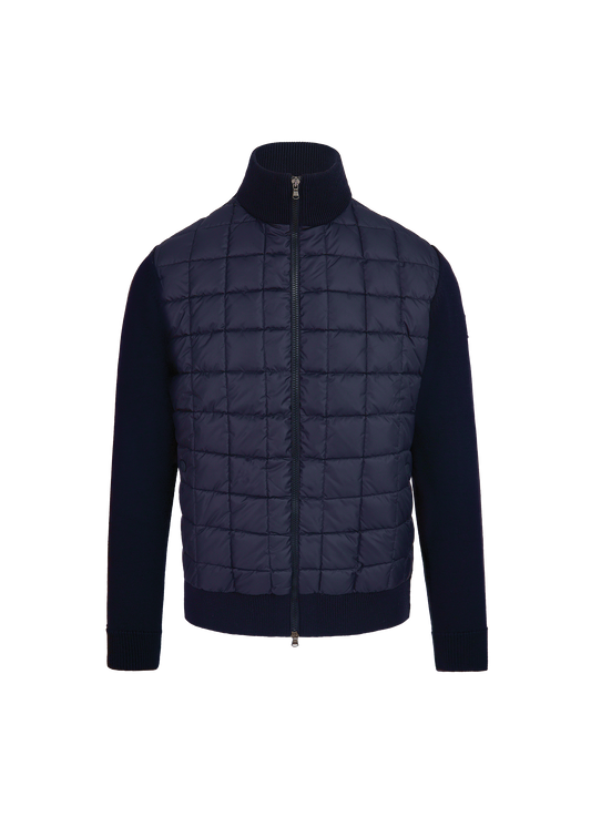 Sandbanks Grid Hybrid Funnel Neck Knit Jacket - Navy