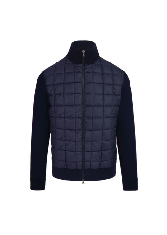 Sandbanks Grid Hybrid Funnel Neck Knit Jacket - Navy