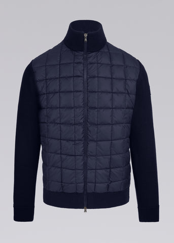 Sandbanks Grid Hybrid Funnel Neck Knit Jacket - Navy