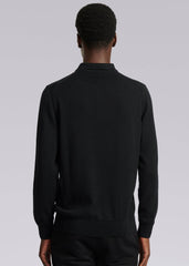 Sandbanks Fine Gauge Knitted Polo Shirt - Black