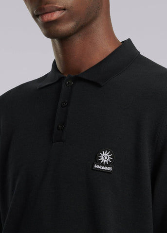 Sandbanks Fine Gauge Knitted Polo Shirt - Black