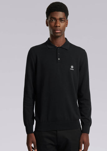 Sandbanks Fine Gauge Knitted Polo Shirt - Black