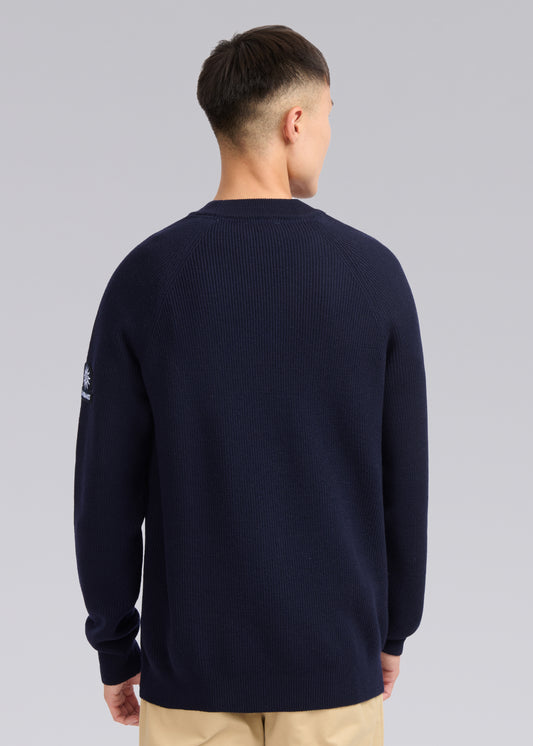 Sandbanks Mock Neck Merino Wool Jumper - Navy