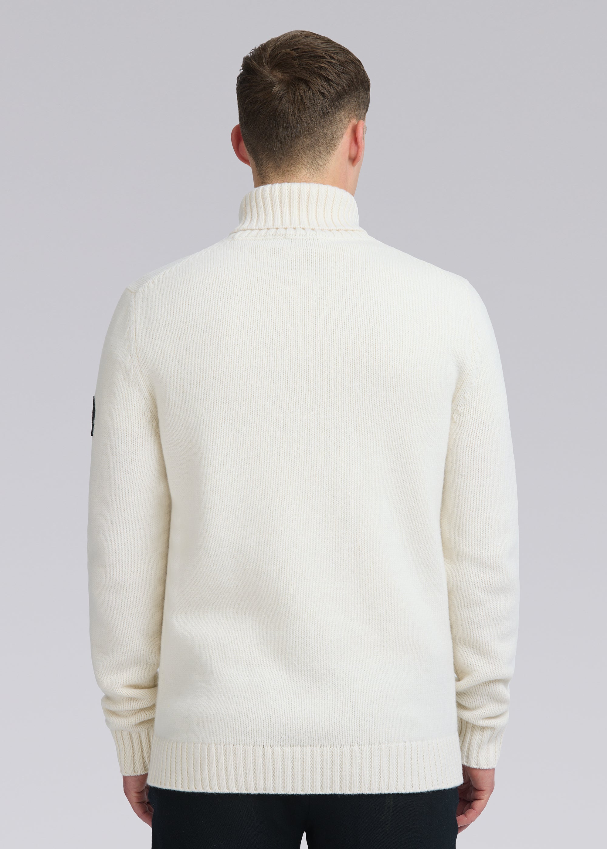 Merino Wool White Roll Neck Jumper Men's Knit Sweater Merino
