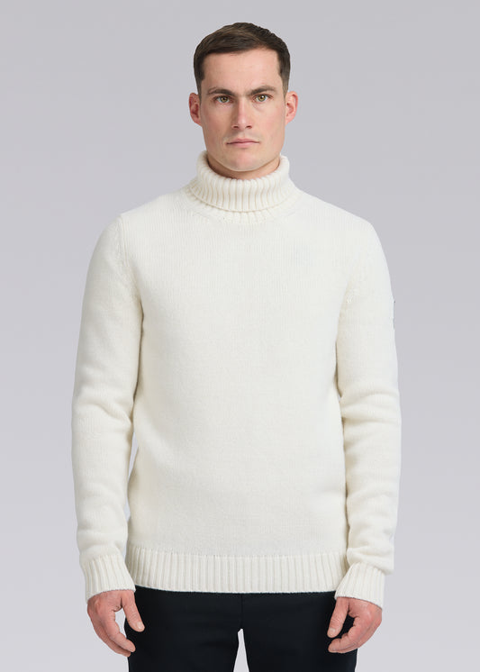 Sandbanks Merino Wool-Cashmere Roll Neck Jumper - Ecru