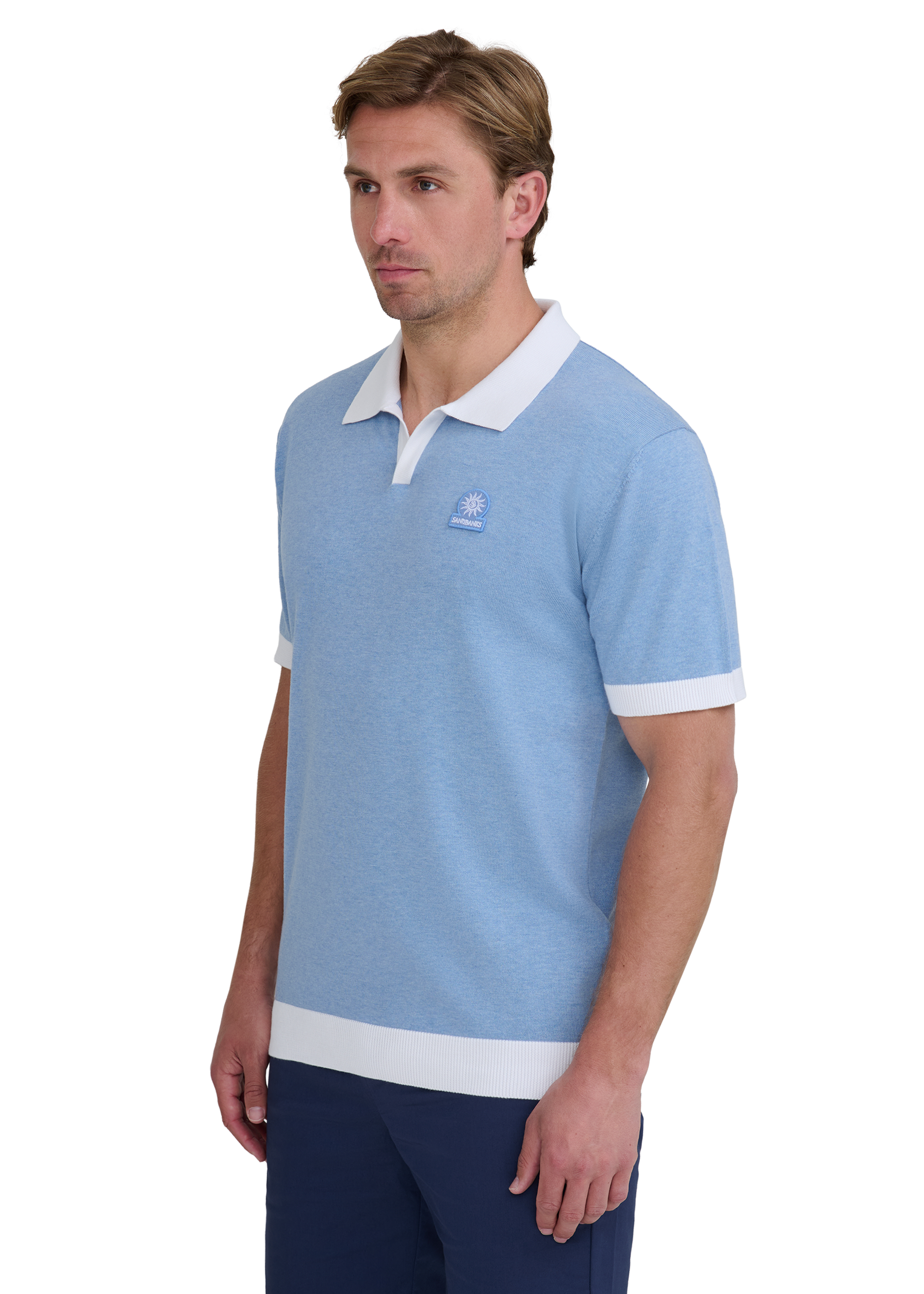 Sandbanks Revere Collar Polo - Dusty Blue