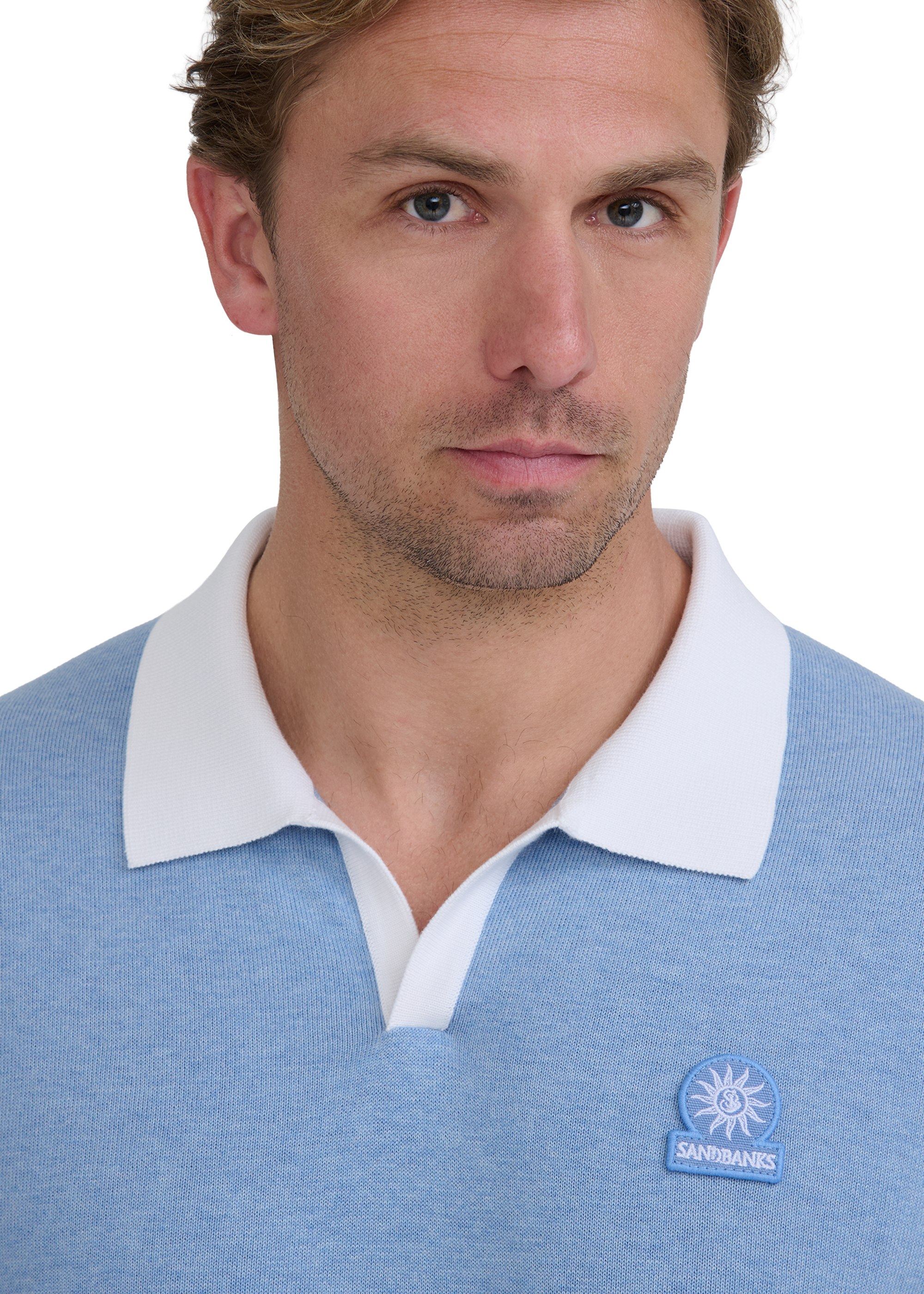 Sandbanks Revere Collar Polo - Dusty Blue
