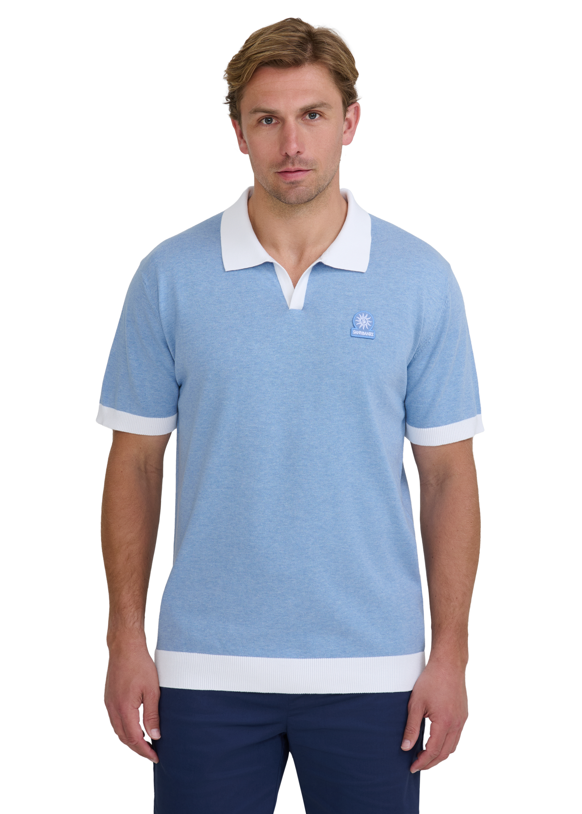 Sandbanks Revere Collar Polo - Dusty Blue