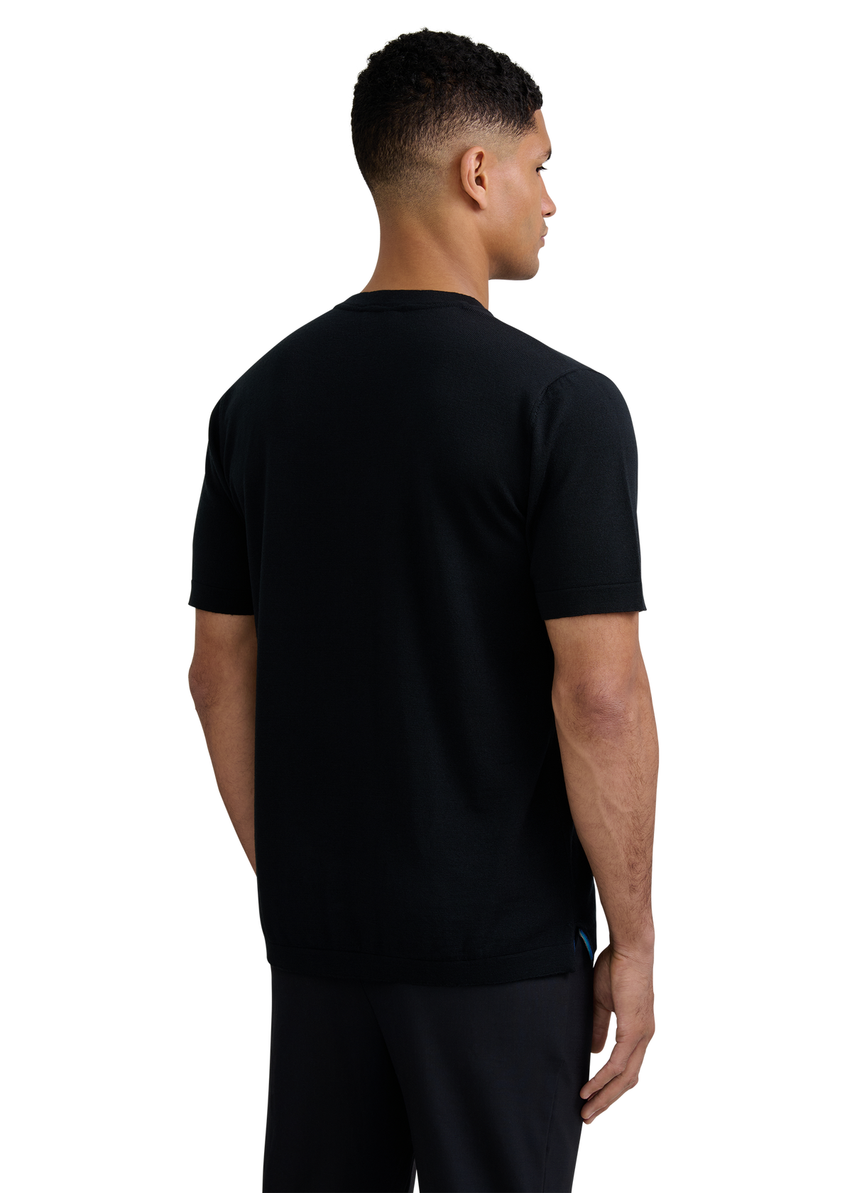 Merino Wool Knitted T-Shirt - Black