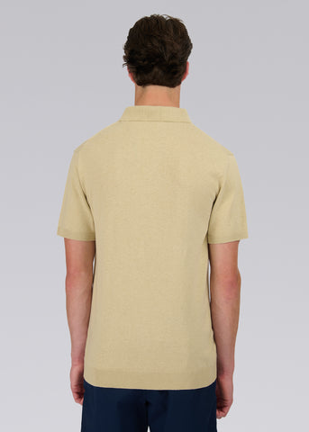 Sandbanks Zip Up Knitted Polo - Stone