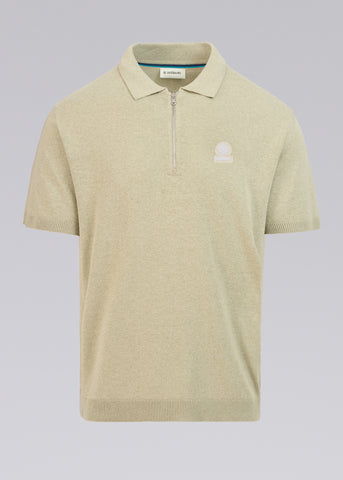 Sandbanks Zip Up Knitted Polo - Stone