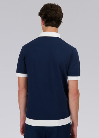 Sandbanks 3-Button Knitted Polo Shirt - Navy
