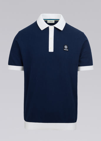 Sandbanks 3-Button Knitted Polo Shirt - Navy