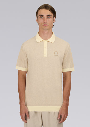 Sandbanks 3-Button Knitted Polo Shirt - Oat