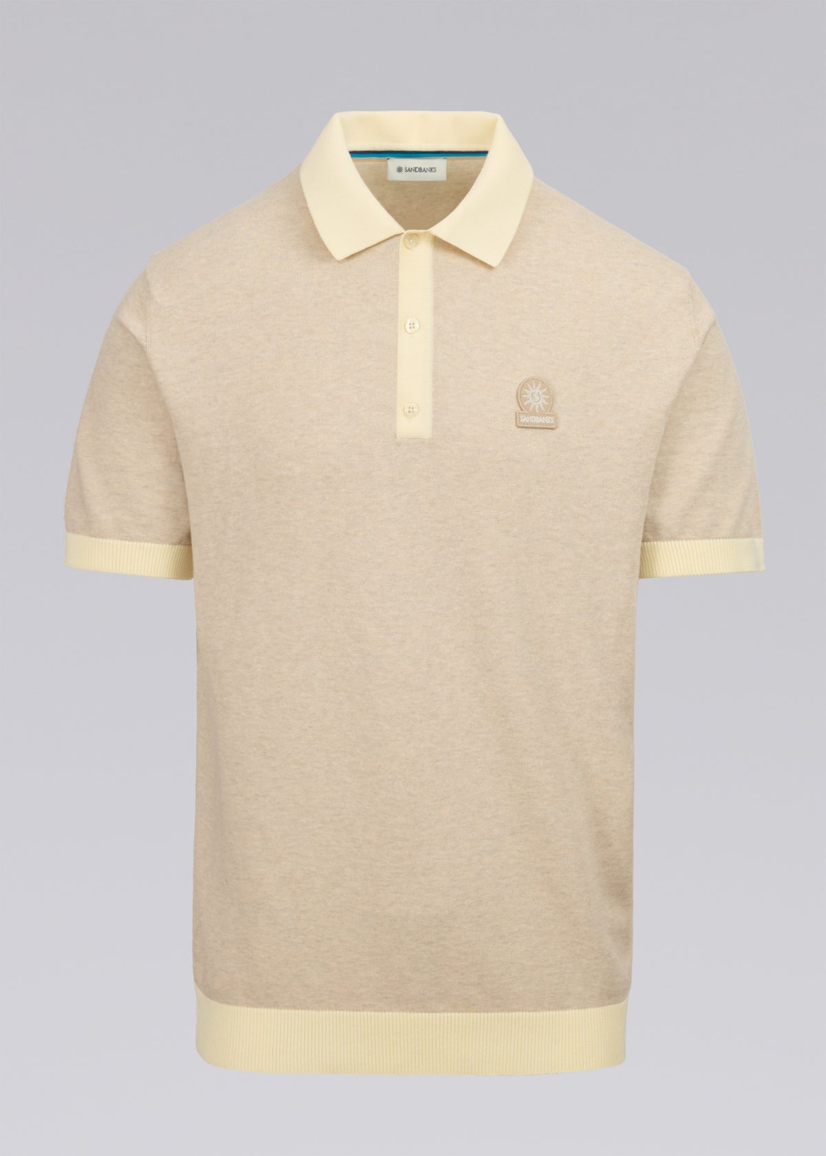Sandbanks 3-Button Knitted Polo Shirt - Oat