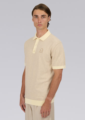 Sandbanks 3-Button Knitted Polo Shirt - Oat