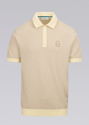 Sandbanks 3-Button Knitted Polo Shirt - Oat