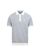 Grey Knitted Polo with Sandbanks badge