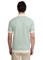 Sandbanks Geometric Knitted Full Button Polo Shirt - Sage