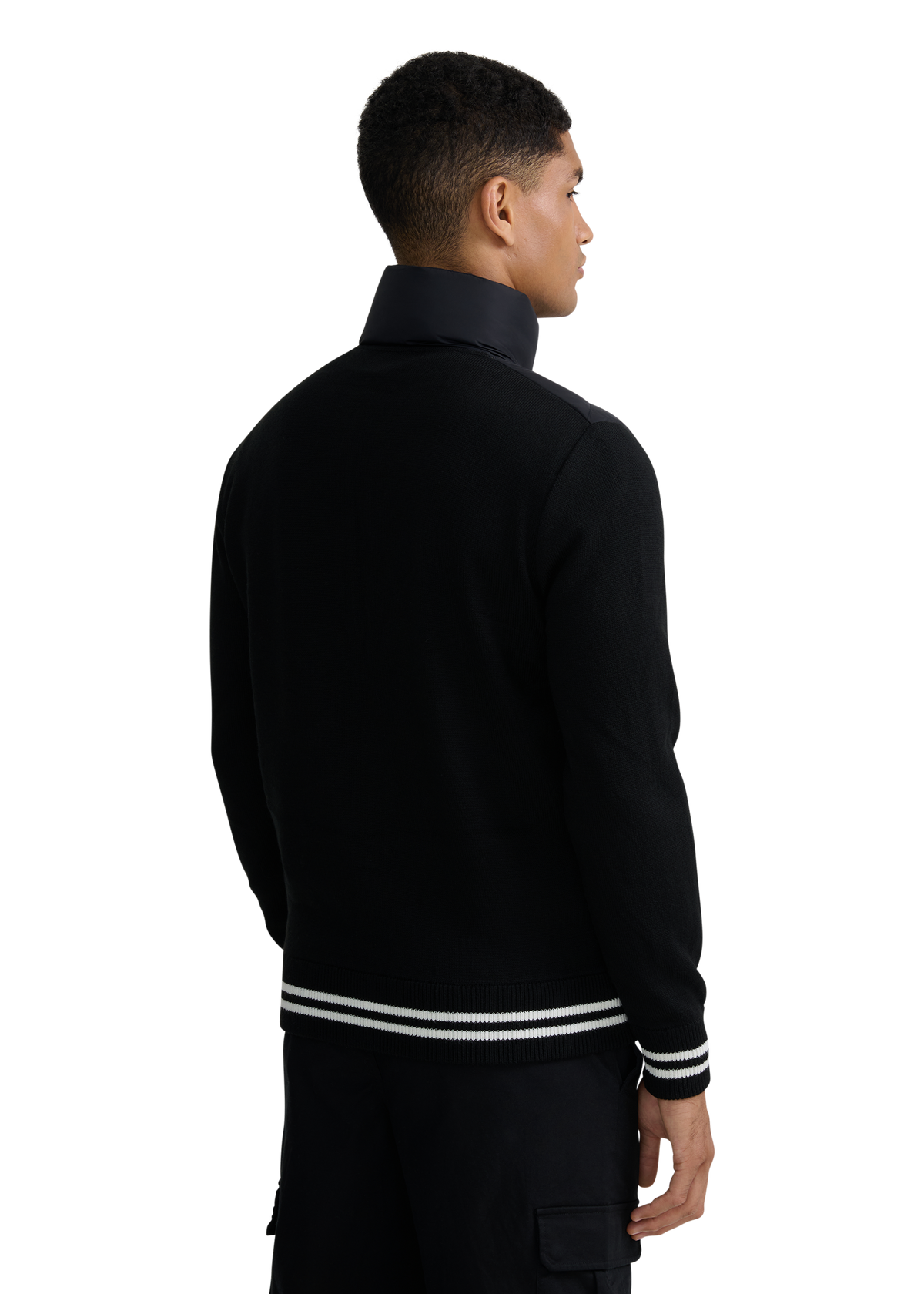 Hybrid Full-Zip Puffer Cardigan - Black
