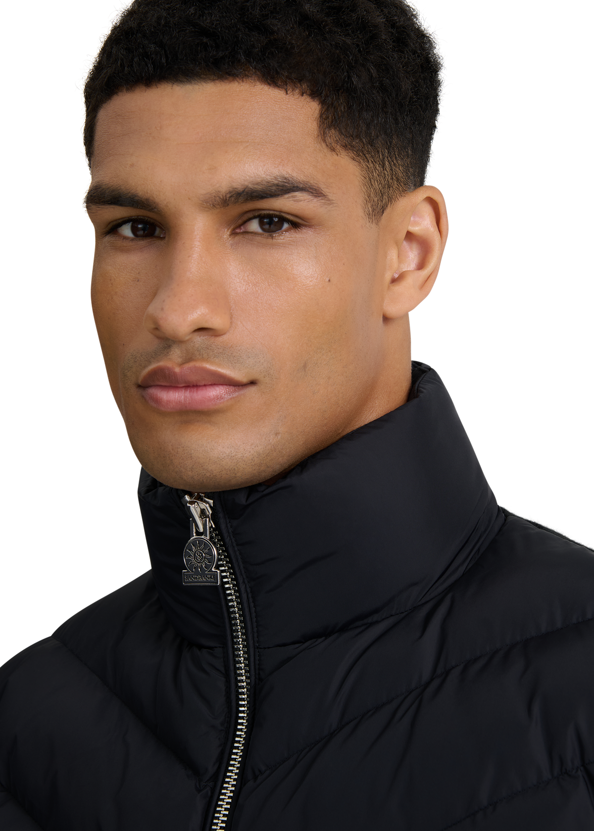 Hybrid Full-Zip Puffer Cardigan - Black