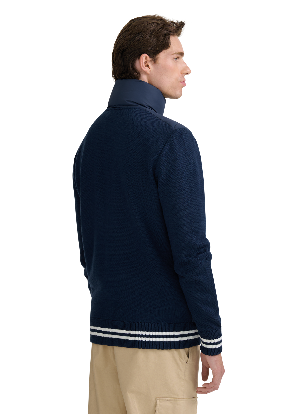 Hybrid Full-Zip Puffer Cardigan - Navy