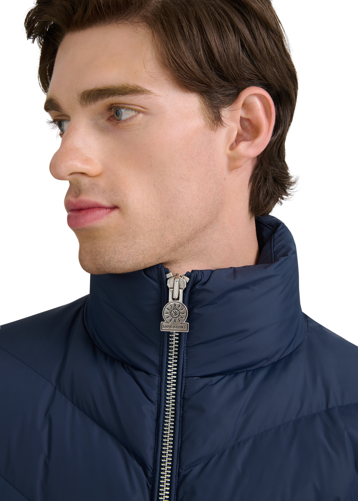 Hybrid Full-Zip Puffer Cardigan - Navy