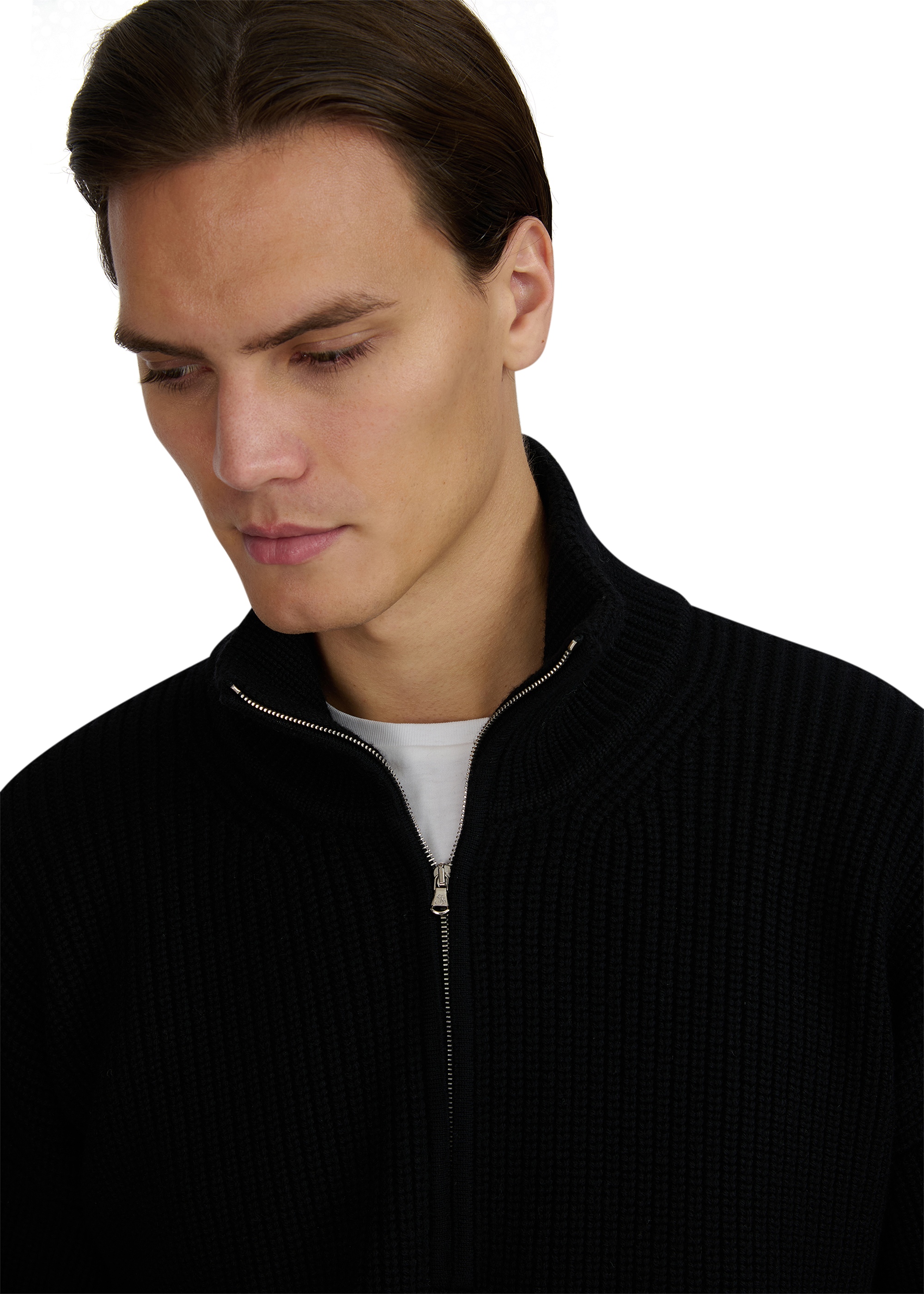 Sandbanks Chunky Knit Quarter Zip - Black