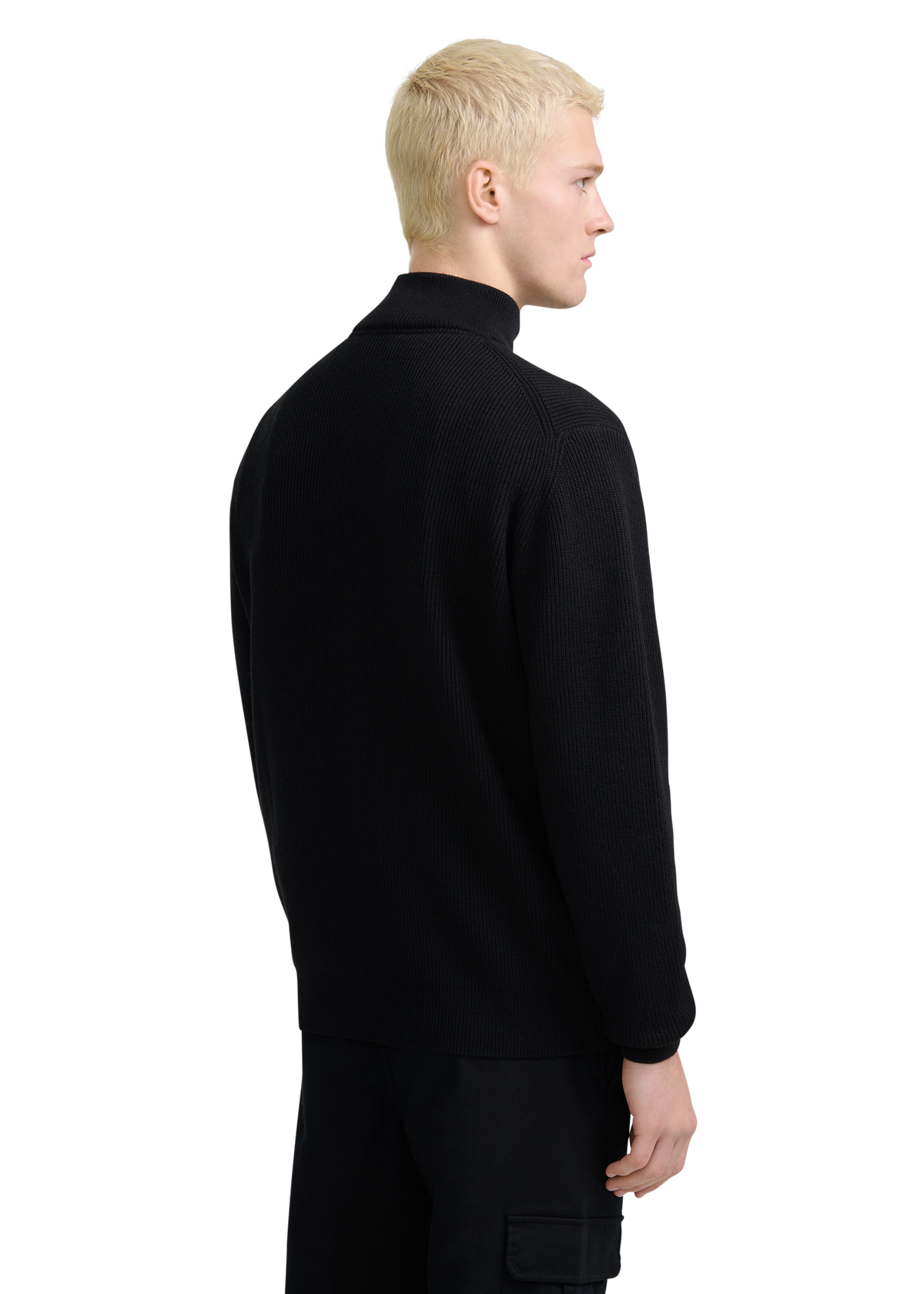 Zip-Through Funnel Neck Cardigan - Black