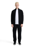 Zip-Through Funnel Neck Cardigan - Black