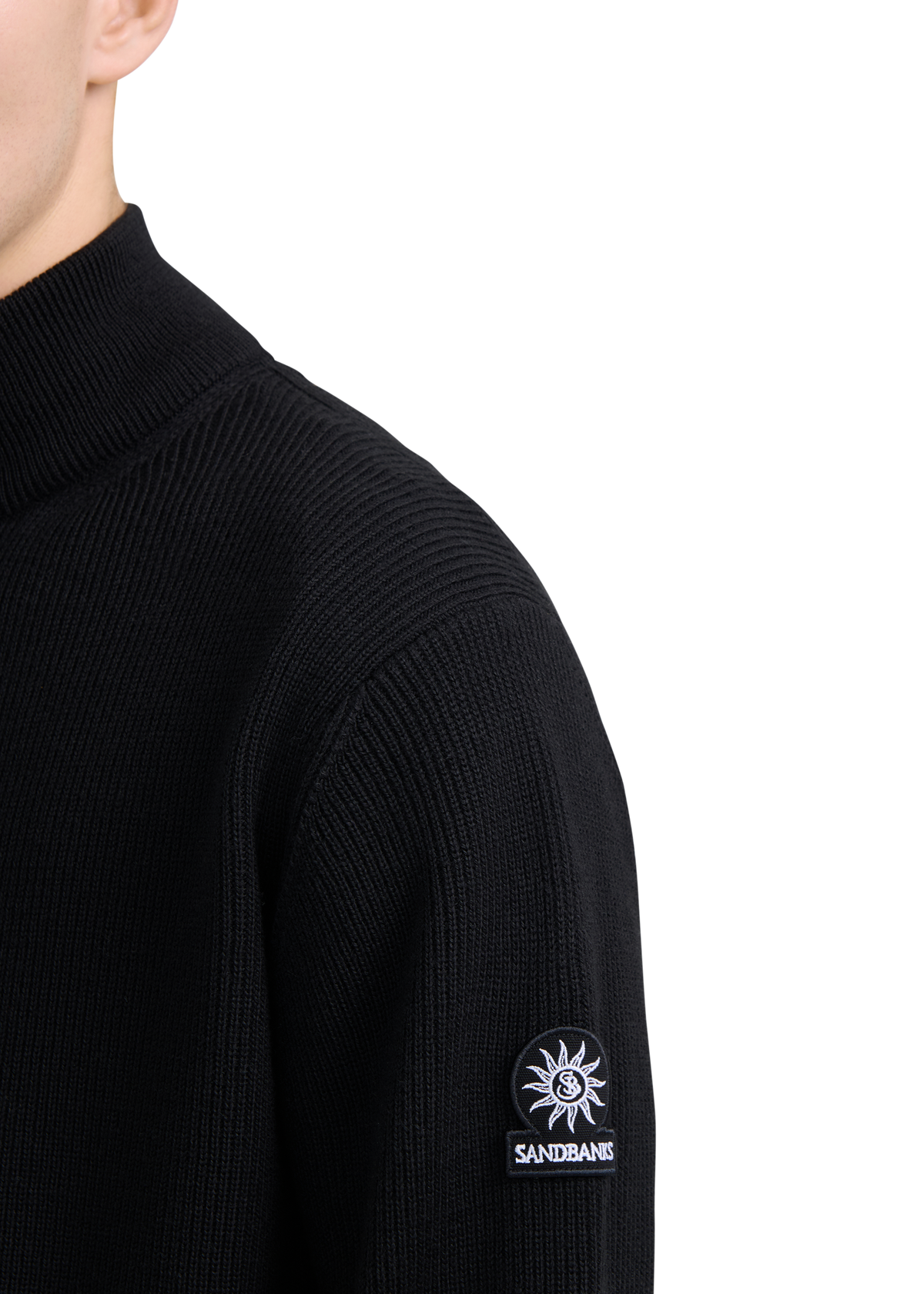 Zip-Through Funnel Neck Cardigan - Black