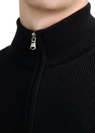 Zip-Through Funnel Neck Cardigan - Black