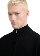 Zip-Through Funnel Neck Cardigan - Black
