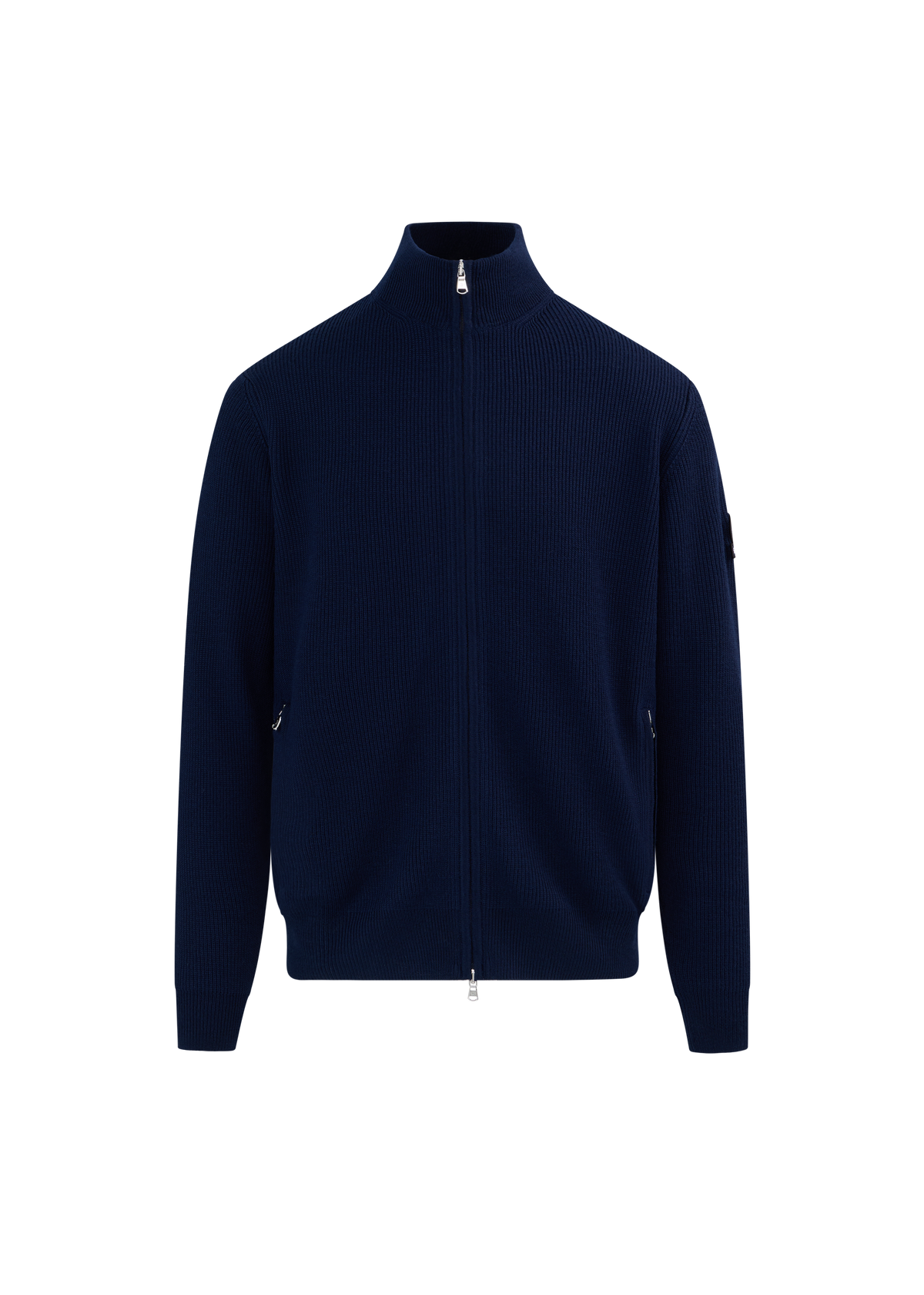 Zip-Through Funnel Neck Cardigan - Navy