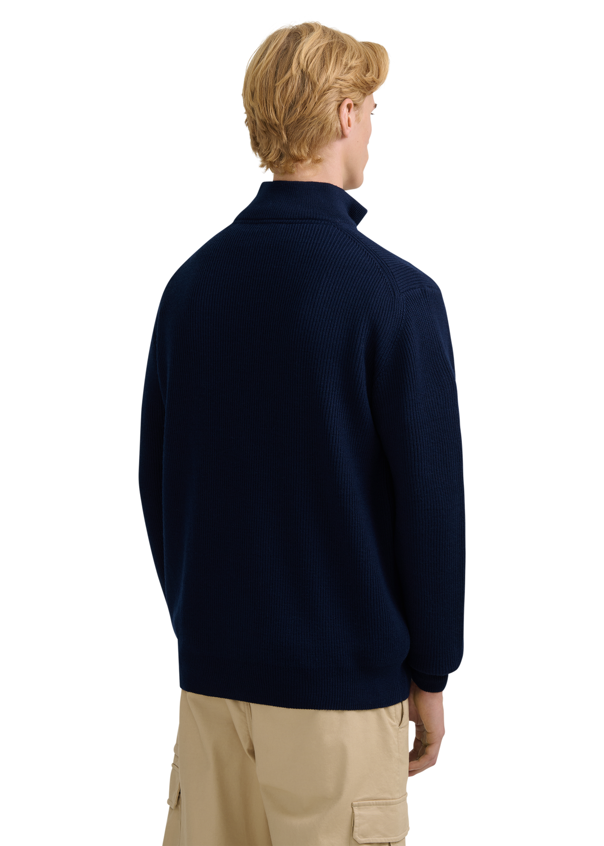 Zip-Through Funnel Neck Cardigan - Navy