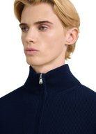 Zip-Through Funnel Neck Cardigan - Navy