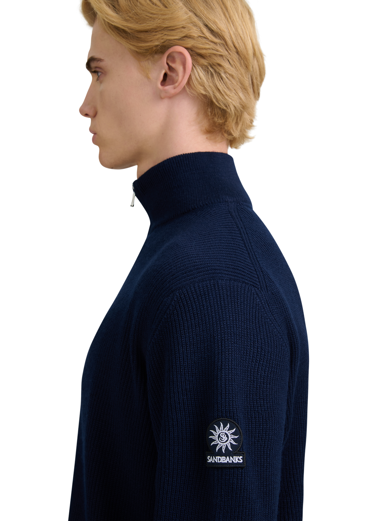 Zip-Through Funnel Neck Cardigan - Navy