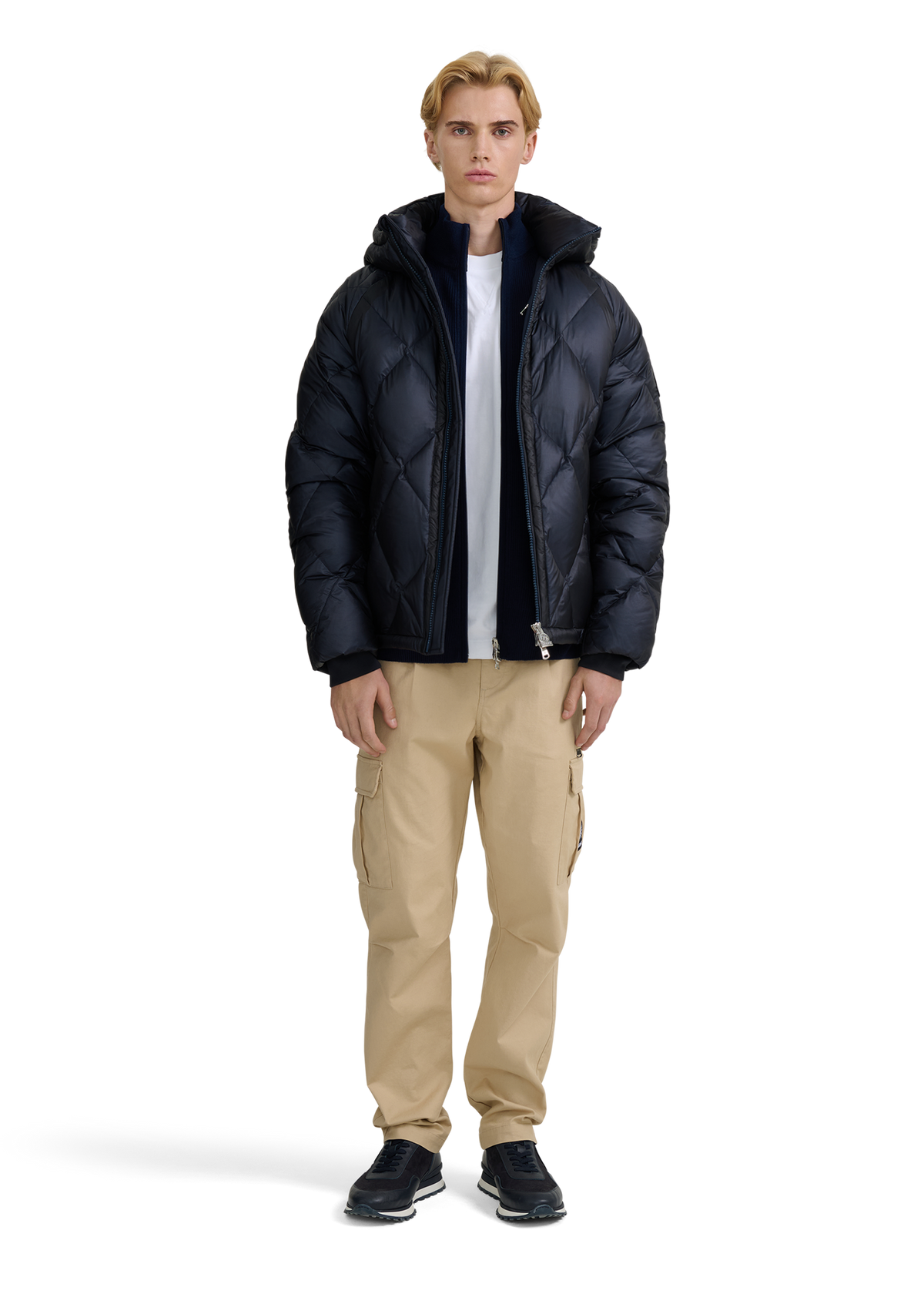 Zip-Through Funnel Neck Cardigan - Navy