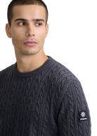 Sandbanks Merino Wool Cable Knit Jumper - Anthracite
