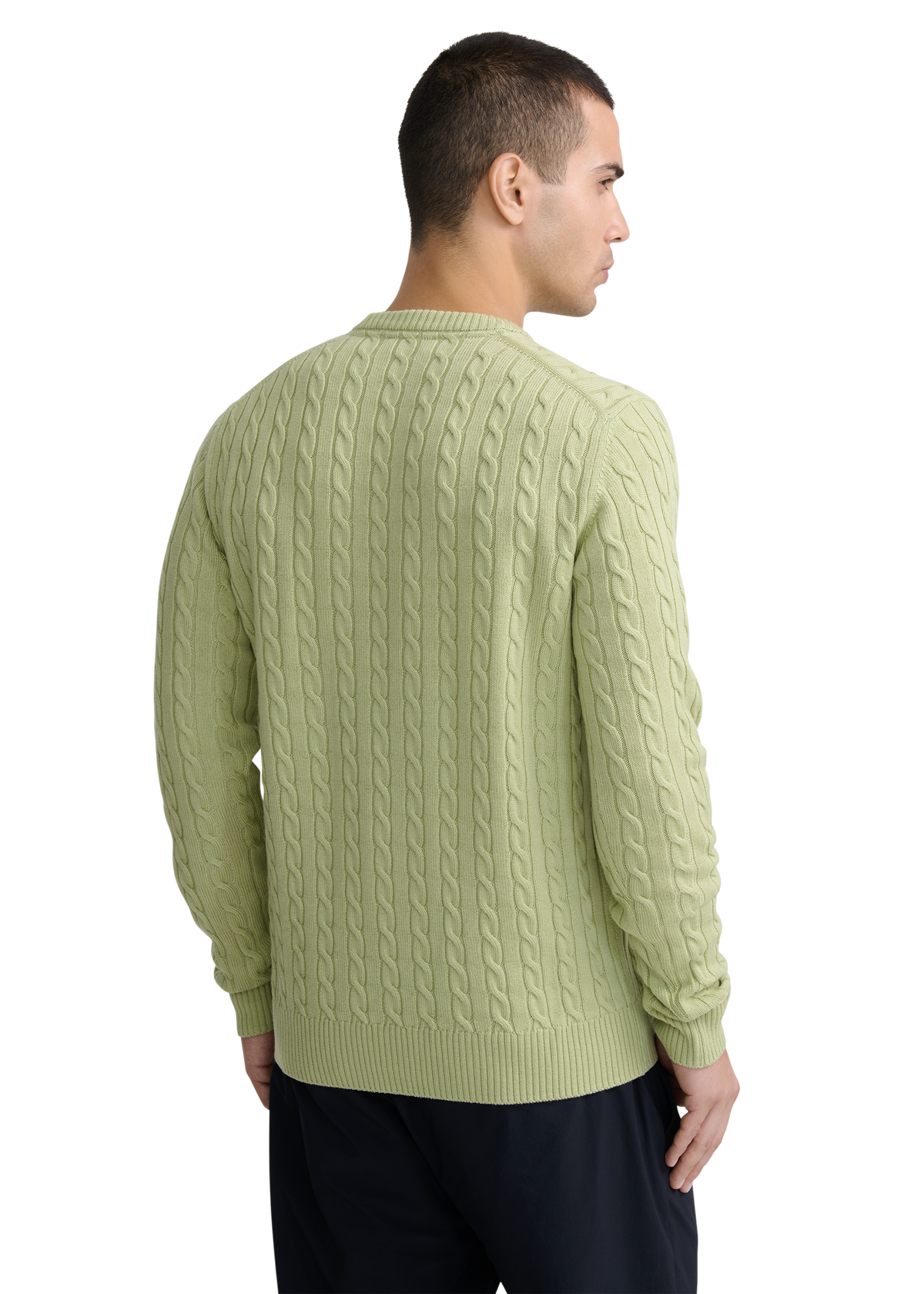 Sandbanks Merino Wool Cable Knit Jumper - Sage