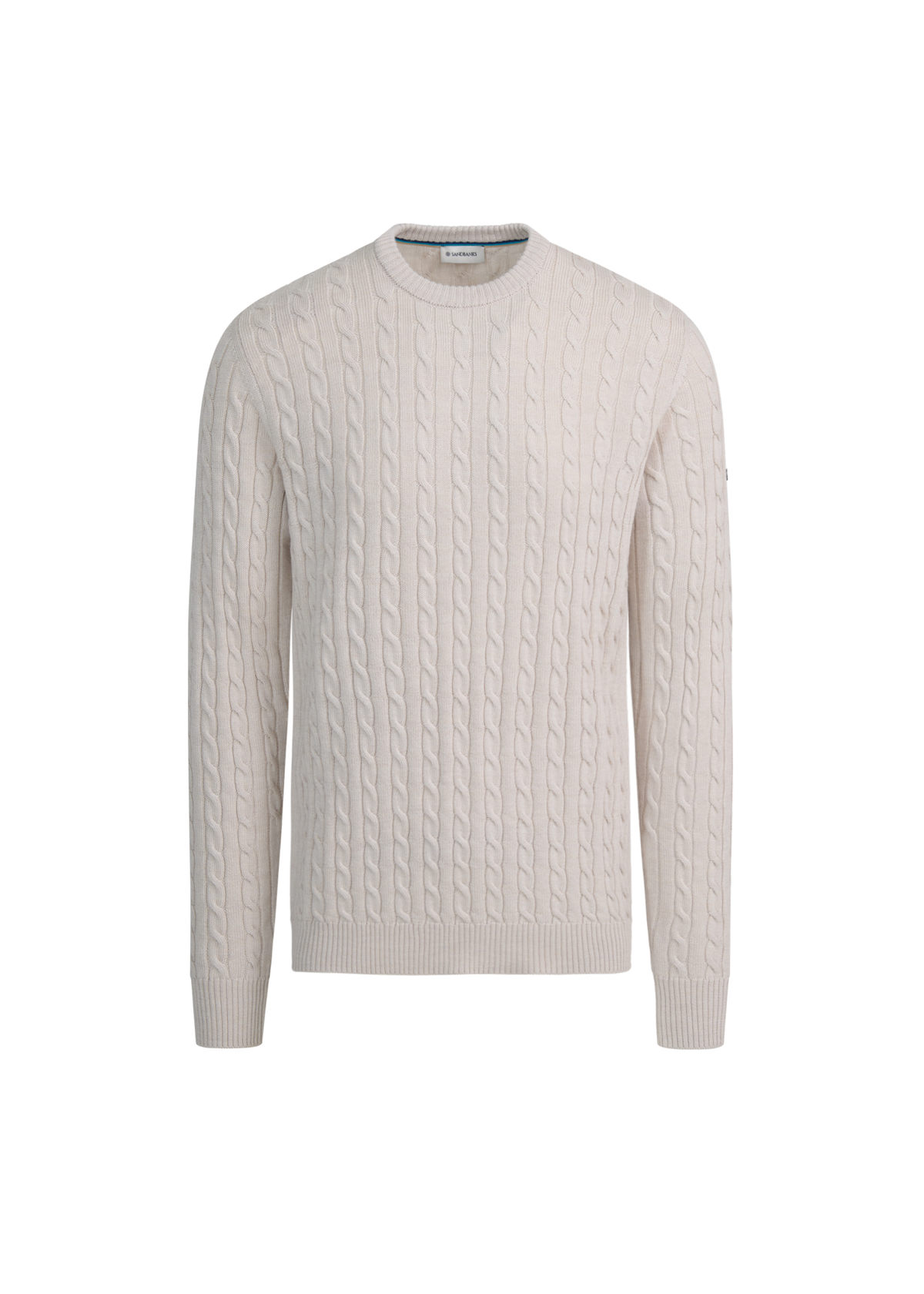 Sandbanks Merino Wool Cable Knit Jumper - Stone