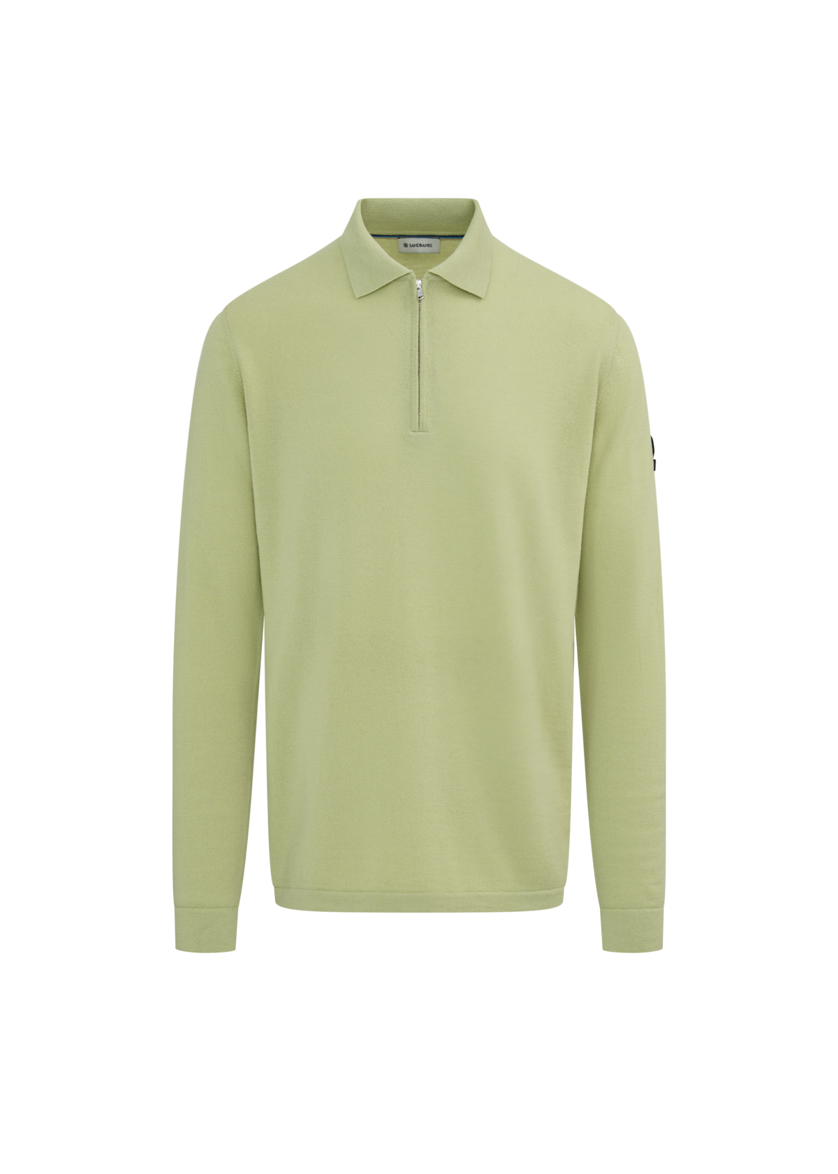 Sandbanks Merino Wool Zip Polo Shirt - Sage