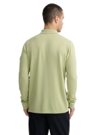 Sandbanks Merino Wool Zip Polo Shirt - Sage